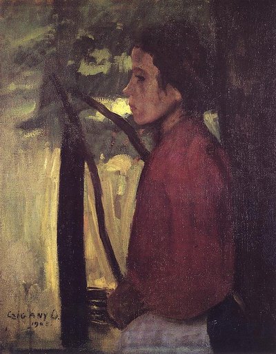 Portrait of a Girl Rapt in Thought by Dezso Czigany
